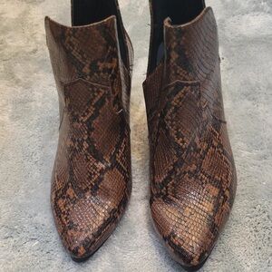 Lane Bryant Brown Snake-Print Pointed Ankle Booties